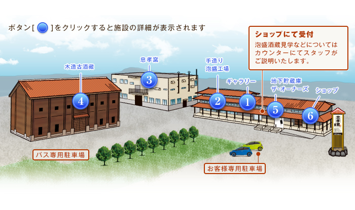 ボタン[　　]をクリックすると施設の詳細が表示されます